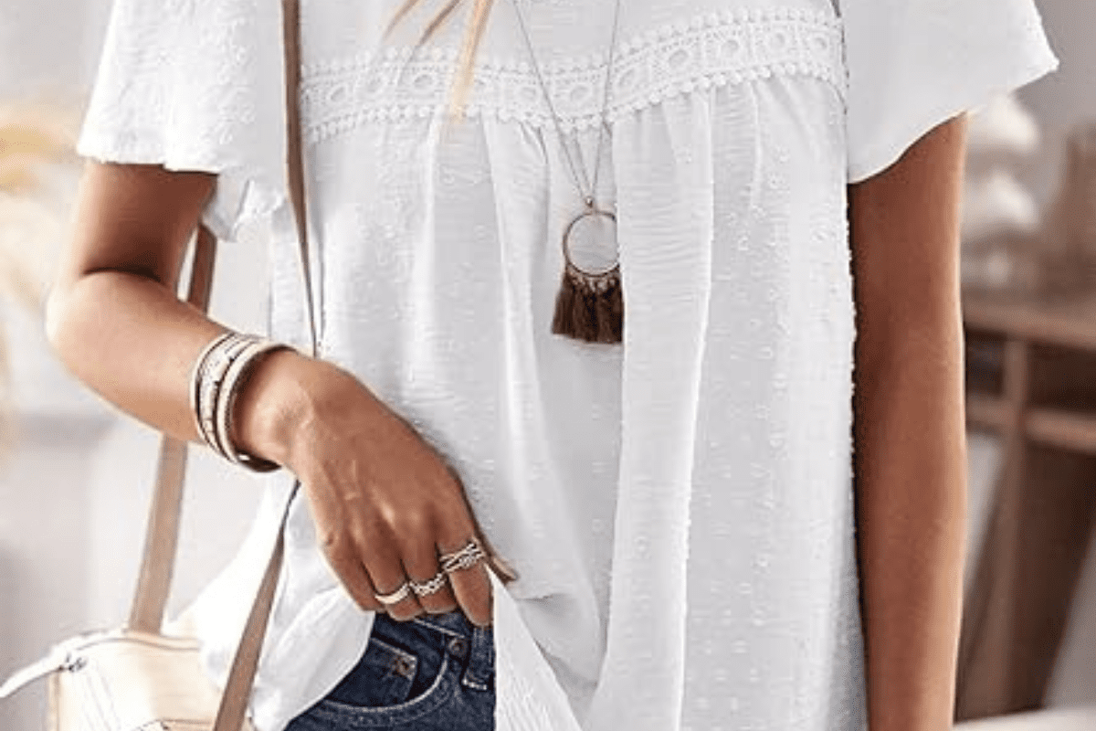 Casual summer top styled with accessories for warm weather