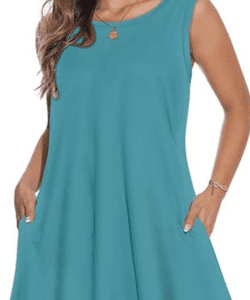 Sleeveless sundress with pockets in a loose, comfortable fit—fun and feminine summer daywear.